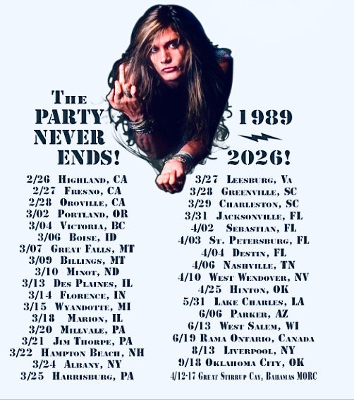 The PARTY NEVER ENDS! 2026 White Tour Tee