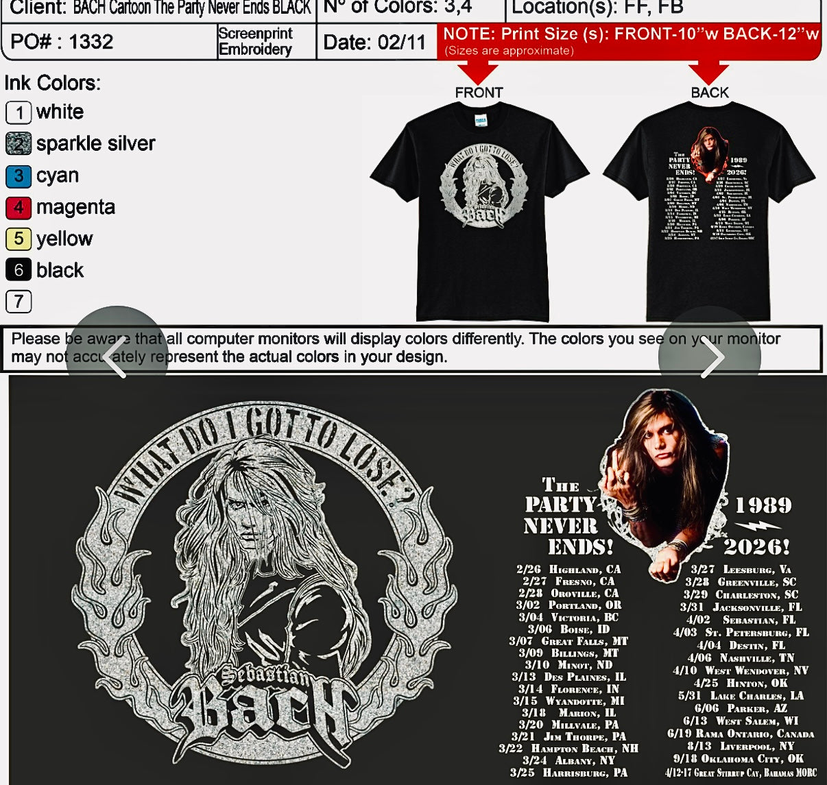 The PARTY NEVER ENDS! 2026 Silver Glitter Tour Shirt